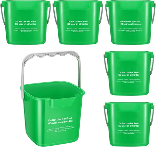 Vista 11 de Roshtia 6 cubos de limpieza desinfectantes de 3 cuartos cuadrados, rojo