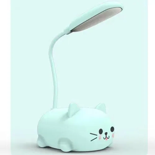 Vista 2 de Neioaas Lámpara LED de escritorio para niños, bonita lámpara de gato luz de lectura recargable por USB, luz de mesa LED portátil, cuello de ganso
