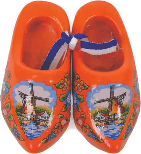 Vista 4 de Decorativo 2.5 "Molino de viento Escena de madera lisa Par de zapatos imán de nevera DutchGiftOutlet