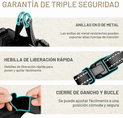 Vista 7 de Arnés para perro, arnés reflectante ajustable sin tirones, transpirable suave para perros pequeños y medianos, gatos, negro, XXS