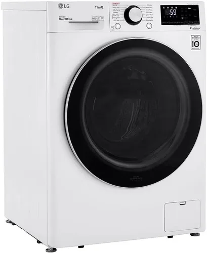 Vista 3 de Lavadora de carga frontal inteligente apilable compacta de 24 pulgadas de ancho, 2.4 pies cúbicos, en blanco con vapor y sensor de tela