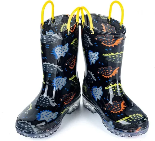 Vista 3 de HugRain - Botas de lluvia con luces para niños pequeños