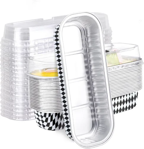 Vista 23 de EUSOAR Forros para magdalenas con tapas, 30 unidades de ramekins de papel de aluminio de 6.8 oz, mini moldes para pan de aluminio desechables