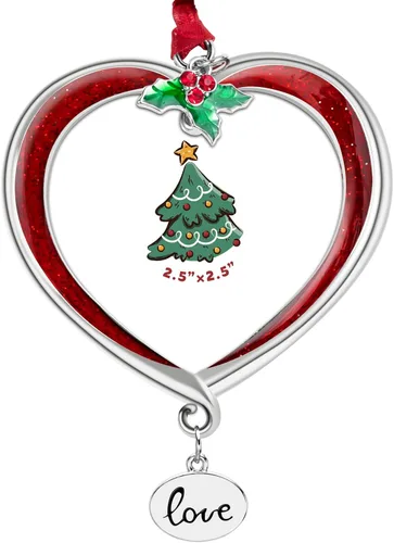 Vista 9 de Adorno de Árbol de Navidad Marco de Fotos Colgante de Metal Pendiente Festivo de 6.35 cm Adorno Decorativo de Mascotas, Primera Navidad del Bebé