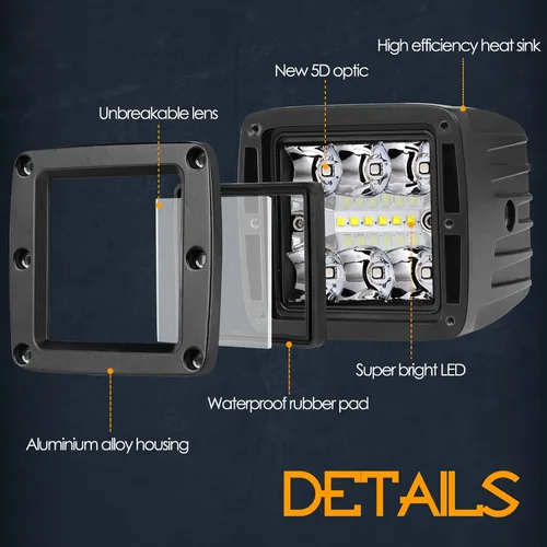 Vista 4 de Nirider - Cápsulas LED RGB, 2 unidades, barra de luz LED de 3 pulgadas con arnés de cableado, luces LED de cubo multicolor, Bluetooth que cambia