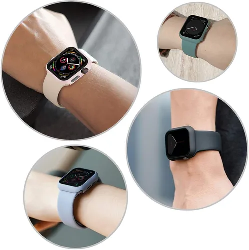 Vista 7 de Miimall Funda compatible con Apple Watch Series 9/8/7 de 1.772 pulgadas con protector de pantalla, cubierta dura mate antiarañazos a prueba
