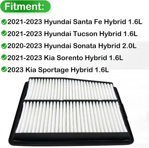Vista 3 de Filtro de aire de motor 28113-L5100 compatible con Hyundai Sonata 2020-2023 Hyundai Santa Fe 2021-2023 Hyundai Tucson 2021-2023 Kia Sorento 2023 Kia