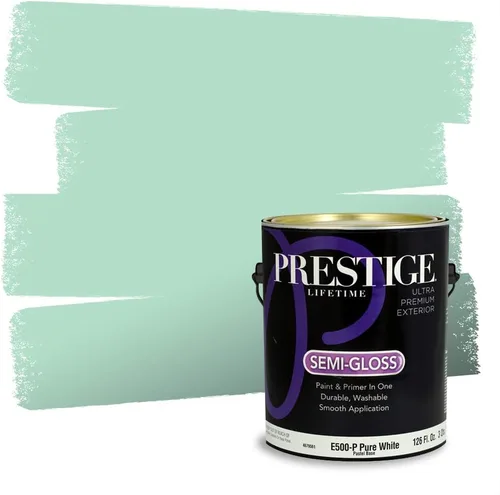 Vista 14 de Prestige Paints - Pintura exterior e imprimación en uno, 1 galón, plano, compatibilidad comparable con el color menta «Whipped Mint» de Behr