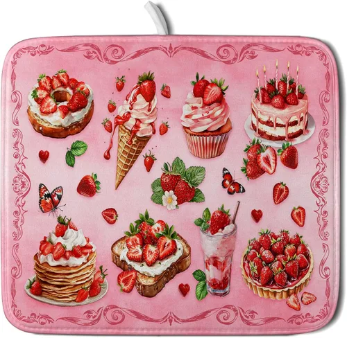 Vista 14 de Alfombrilla de secado de platos para encimera de cocina pequeña absorbente de café de otoño Alfombrilla de secado de microfibra de bosque de otoño
