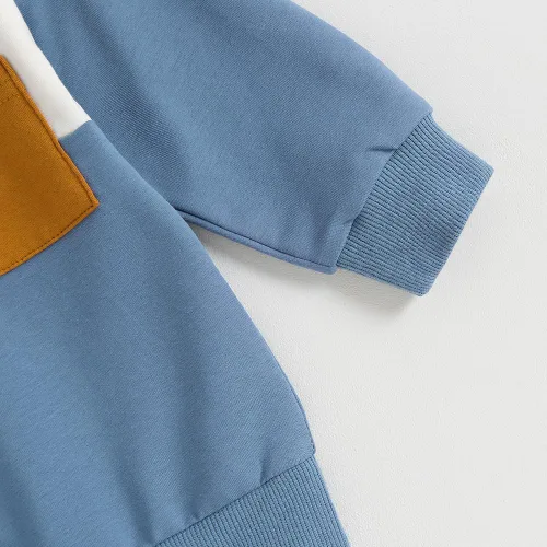 Vista 4 de kacubwyy Conjunto de ropa de manga larga con bolsillo y pantalones lisos, para otoño e invierno