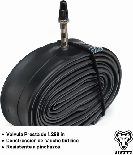 Vista 2 de WTB Bicycle Inner Tubes (26"/27.5"/29"/700c, 33/48mm Presta Valve) Mountain, Gravel, Road - Durable & Lightweight Butyl Rubber