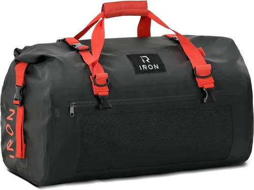 Vista 7 de BORLENI Bolsa de lona impermeable para motocicleta, bolsa trasera de equipaje con gran espacio de almacenamiento, cierre superior enrollable