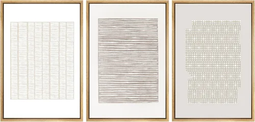 Vista 439 de SIGNWIN Lienzo enmarcado para pared, juego de arte neutro de bosque brumoso, ilustraciones en tono tierra, arte moderno, decorativo, bohemio