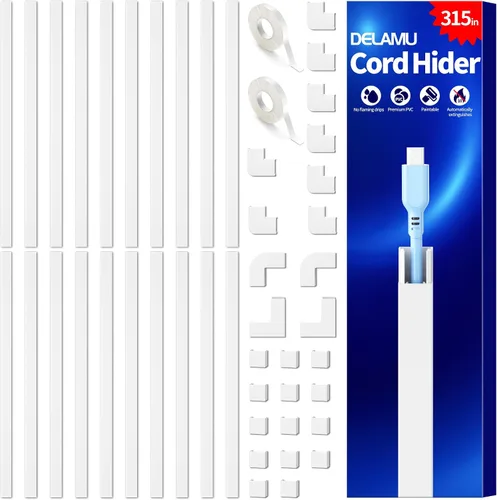 Vista 21 de Delamu Cubiertas de Cable de 157 pulgadas para Cables en la Pared, Ocultador de Cable para 1 Cable, Ocultador de Cable Pintable, Cubiertas