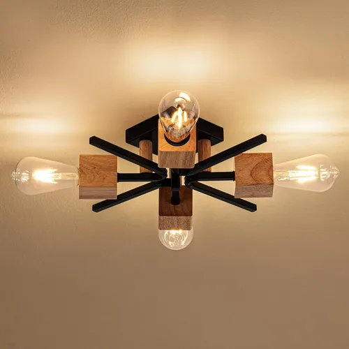 Vista 10 de 4 Luces Estilo Granja Sputnik Accesorios de Iluminación Accesorios de Techo Negro Industrial Lámpara Empotrada de Montaje al Ras Accesorio de Luz