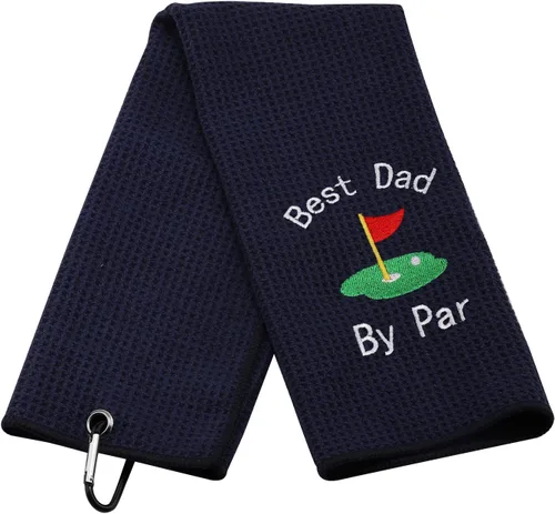 Vista 15 de JXGZSO Toalla de golf bordada para papá, toalla de golf bordada con clip (Best Dad by par)