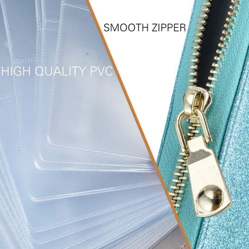 Vista 7 de Easyoulife - Monedero de cuero con cremallera, billetera portatarjetas para mujer, bloqueo RFID