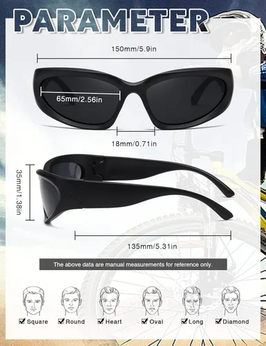 Vista 4 de MASDUN Gafas de sol polarizadas envolventes vintage de moda para hombres y mujeres gafas de sol futuristas para deportes al aire libre UV400