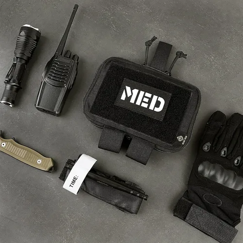 Vista 6 de PETAC GEAR MED Medical Tactical - Parche de cierre táctico con gancho y respaldo de 3.5 x 2, BK