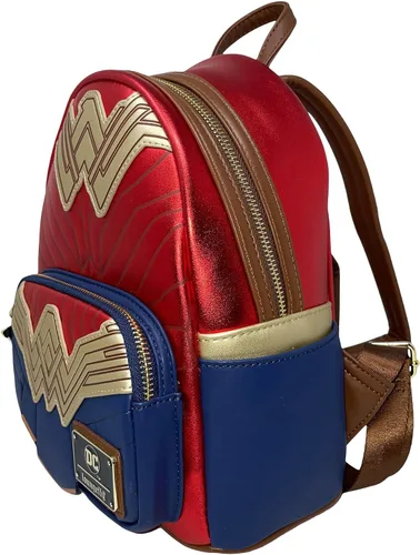Vista 2 de Loungefly Wonder Woman DC Comics Cosplay - Bolso de hombro con doble correa para mujer, Rojo