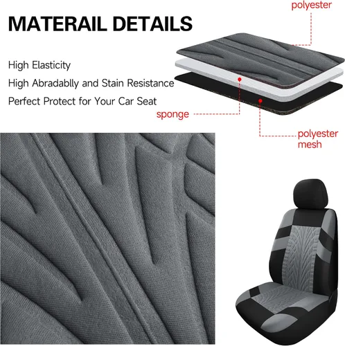Vista 4 de Pariitadin - Juego de fundas de asiento de coche delanteras, fundas de asiento lavables y transpirables para coches, fundas de interior de coche