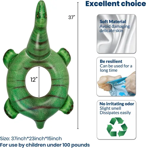 Vista 4 de HOHQB Flotadores inflables realistas de dinosaurio para niños, anillo de piscina, juguetes de piscina para niños pequeños de 3 a 12 años