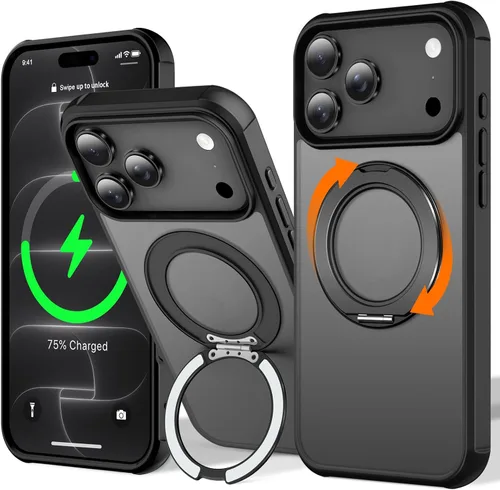 Vista 81 de Funda para iPhone 11 con soporte giratorio de 360°, color negro