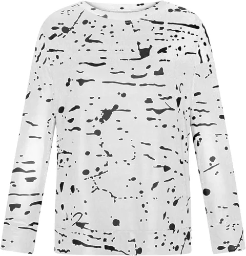 Vista 4 de Ceboyel Sudadera de cuello redondo para mujer, diseño a rayas, con bloques de color, manga larga, sin botones, ropa de moda de otoño