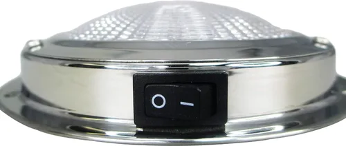 Vista 4 de Pactrade Marine Luz de cúpula de 12 V - lente de 4 pulgadas, blanco cálido incandescente, luz de barco de acero inoxidable con interruptor