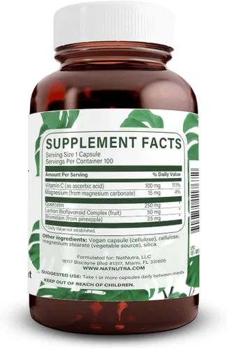 Vista 2 de Natural Nutra Complejo de quercetina bromelina y vitamina C cítricos, 100