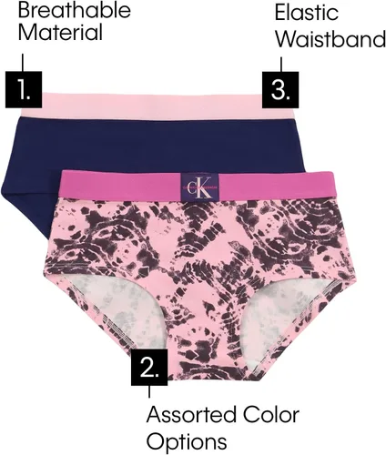 Vista 3 de Calvin Klein Bikinis modernos de algodón para niñas, paquete múltiple
