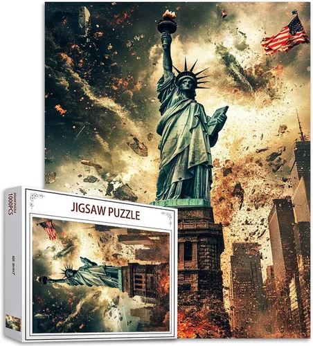 Vista 33 de Rompecabezas de 1000 piezas con la bandera americana y águila para adultos, rompecabezas del 4 de julio, para juegos de actividades familiares
