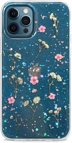 Vista 15 de Abbery - Funda diseñada para iPhone 12/12 Pro con purpurina, transparente y linda con diseño de mariposa, correa para la muñeca, brillante