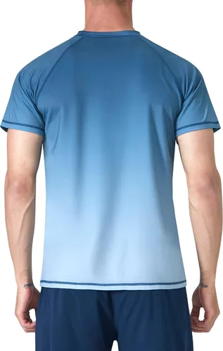 Vista 2 de Camisetas de natación para hombre, manga corta, protección solar UPF 50+, protección solar UV, secado rápido, natación, pesca, agua, playa, camisetas