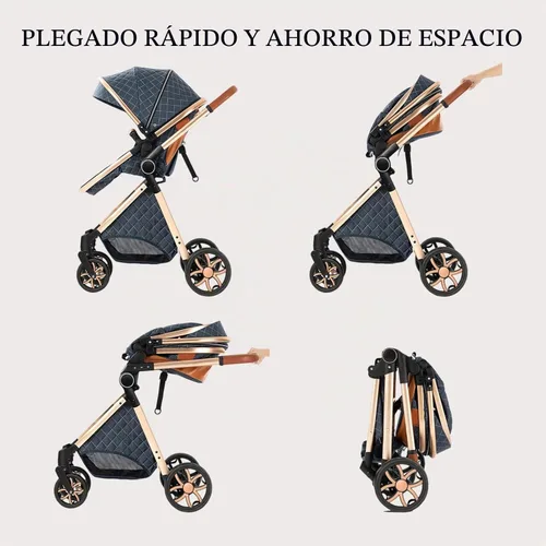 Vista 4 de Cochecito de bebé 2 en 1 con función de cochecito, plegable, portátil, cómodo, para bebés de 0 a 36 meses (negro)