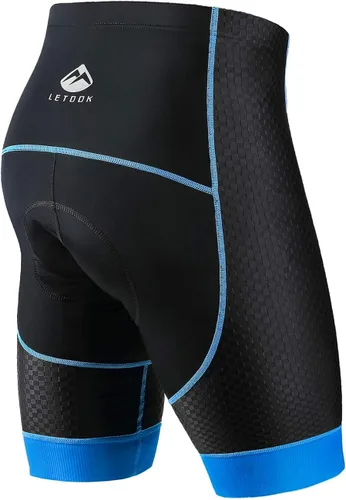 Vista 2 de Letook Pantalones cortos de ciclismo para hombre, acolchados de gel, cómodos, profesionales, de secado rápido
