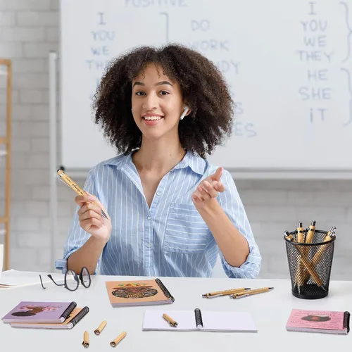 Vista 6 de Pasimy 8 cuadernos negros para mujeres, afroamericanos, espirales, motivacionales, para niñas negras, cuaderno de tapa dura inspirador con 8