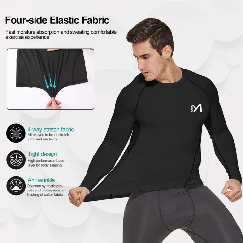Vista 4 de MEETYOO Camisa de compresión de manga larga para hombre