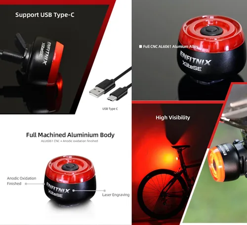 Vista 3 de Xlite SE Smart Bike Light, luz trasera automática con detección de frenos, visibilidad ultra alta, encendido/apagado automático, USB-C recargable