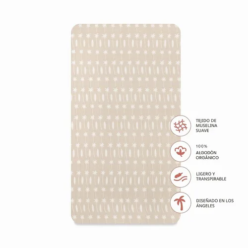 Vista 6 de Babyletto Sábanas para cuna 100% algodón orgánico, con certificado GOTS, ajustadas 360°, muselina ultra suave y transpirable - Beach Bum