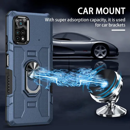 Vista 5 de Compatible con funda para teléfono Xiaomi Poco X4 Pro 5G y protector de pantalla de vidrio templado, soporte de anillo, soporte de soporte