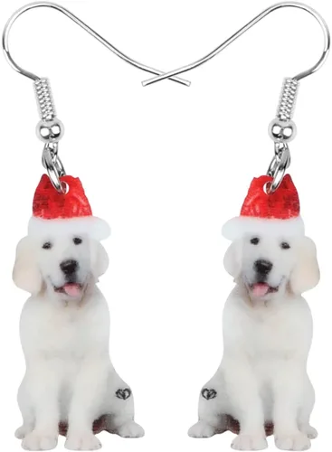 Vista 11 de Newei - Pendientes colgantes de Navidad con diseño de perro, joyería para regalos para mujeres y niñas Chihuahua E