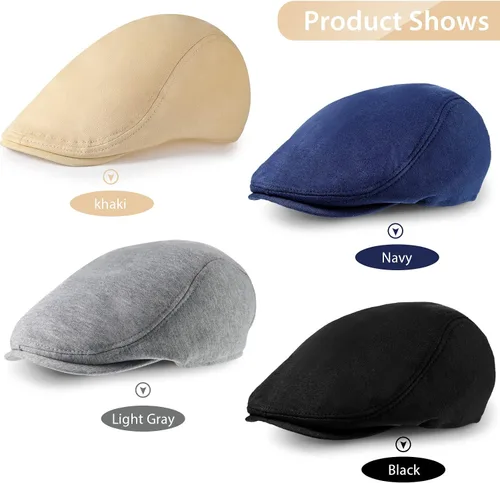 Vista 5 de SATINIOR 4 sombreros de Newsboy para hombre, gorras planas, sombrero irlandés, gorra de caza de taxista