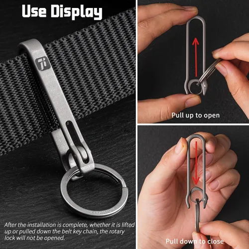 Vista 3 de Titanium Belt Key Holder Clip with 2/3 Inch D ring