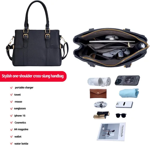 Vista 3 de Bolsos de mano de cuero de moda para mujer, bolso de hombro, asa superior, bolso de otoño