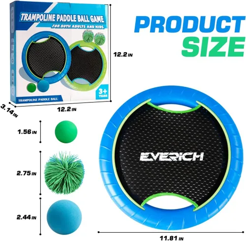 Vista 2 de Juego de Pelota con Raqueta de Trampolín con 2 Raquetas Rebotadoras y 4 Pelotas - Diseño de Espuma Suave para que los Niños Jueguen en Interiores