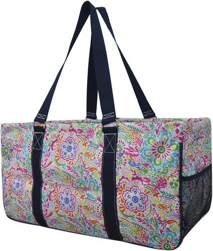 Vista 37 de NGIL Bolsa de comestibles reutilizable extra grande plegable de gran tamaño para comestibles, almacenamiento, picnic, playa, Estampado de vaca