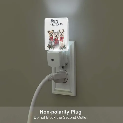 Vista 5 de Juego de 2 lámparas LED de noche enchufables para perros de Navidad, juego de 2 luces nocturnas de emergencia con sensor automático para dormitorio