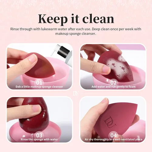 Vista 6 de DUcare Esponjas de maquillaje Esponja de maquillaje para mezclar bases líquidas, polvos y cremas