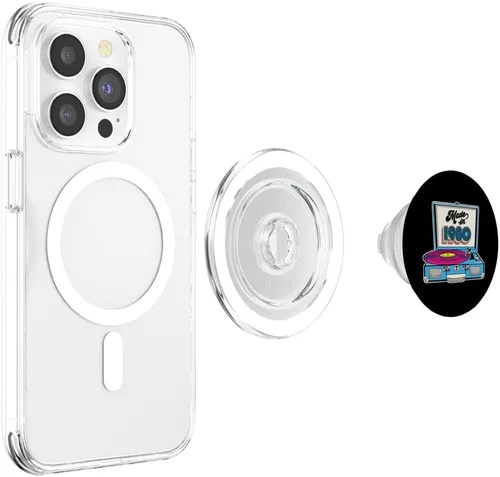 Vista 4 de Made In 1980 Turntable 80s Music Vinyl Record Player Retro PopSockets MagSafe PopGrip for iPhone